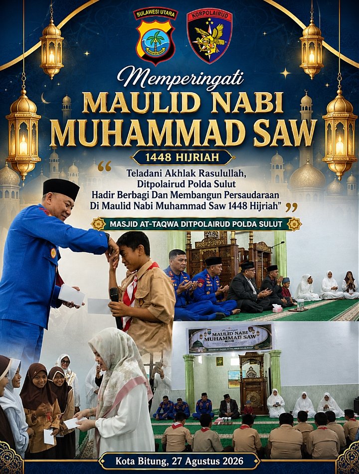 Ditpolairud Polda Sulut Peringati Maulid Nabi Muhammad SAW Bersama Masyarakat Bitung